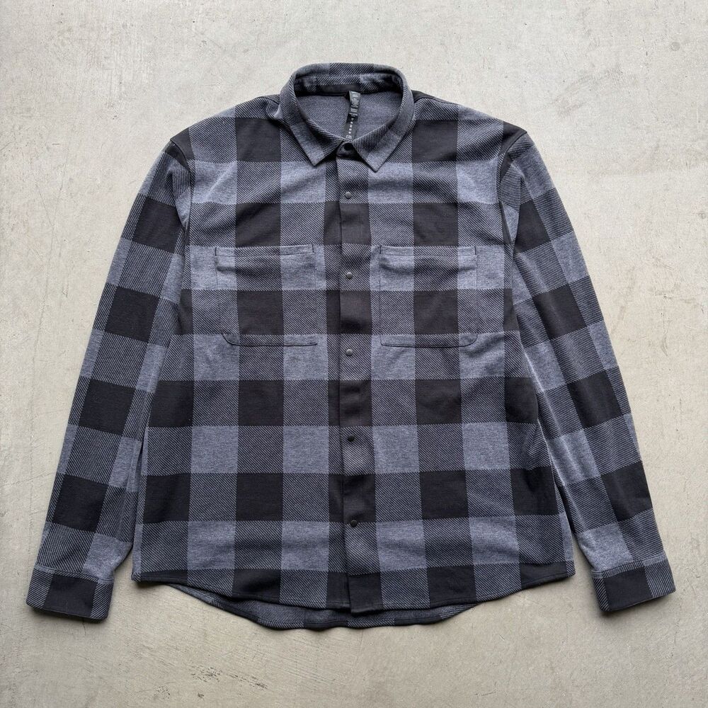 Lululemon Shirt Mens 2XL Plaid Soft Knit Overshirt Snap Button Flannel Shacket